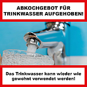 Abkochgebot für Trinkwasser wird aufgehoben