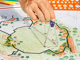 Landscape Architect Design Blueprint For Resort.
